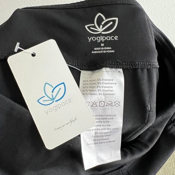 New Yogipace Black Straight Leg Legging Pants Women's M Long High Rise Pockets - Picture 5 of 5